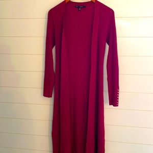 Gorgeous deep wine color, long sleeve, open cardigan